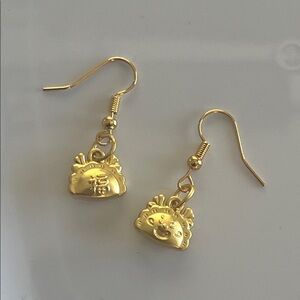 18k Gold Plated Good Fortune Drop Earrings